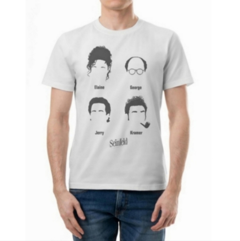 Seinfeld cast silhouette, graphic 100% cotton t-shirt in classic crew neck style